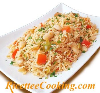 Riso basmati speziato con fagioli e peperoni